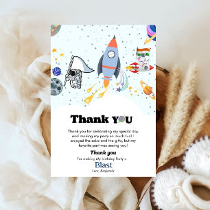 Outer space planet boy birthday thank you card