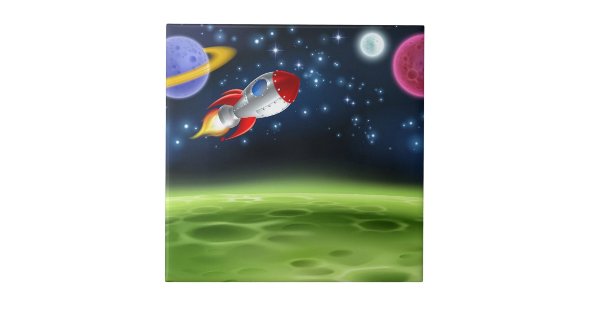 Outer Space Planet Cartoon Background Tile | Zazzle Outer Space Planet Cartoon Background Tile | Zazzle