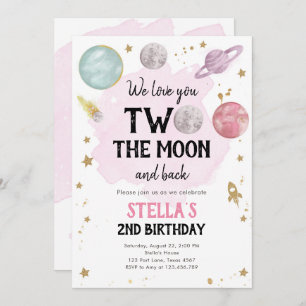 Outer Space Planet Girl Second Birthday Invitation