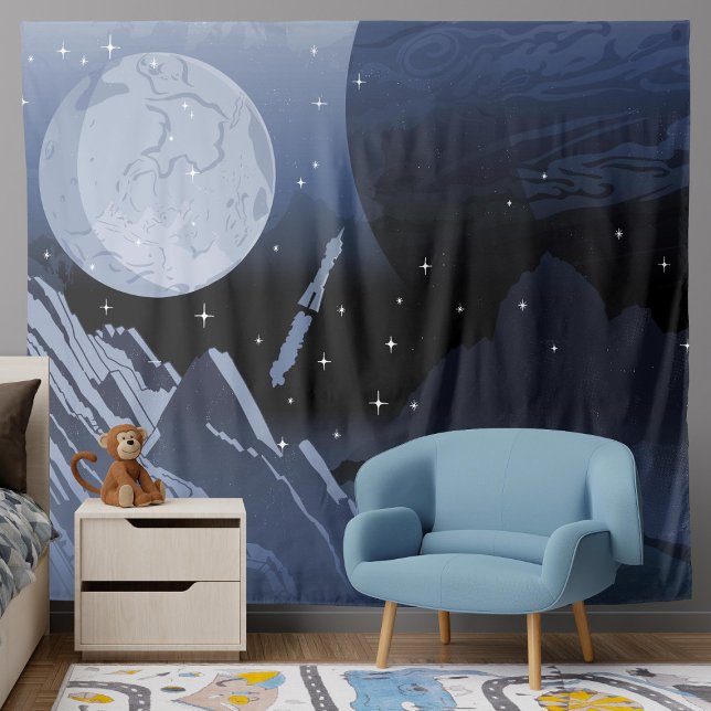 Outer-space Planet Solar System Children's Space Tapestry (Creator Uploaded)
