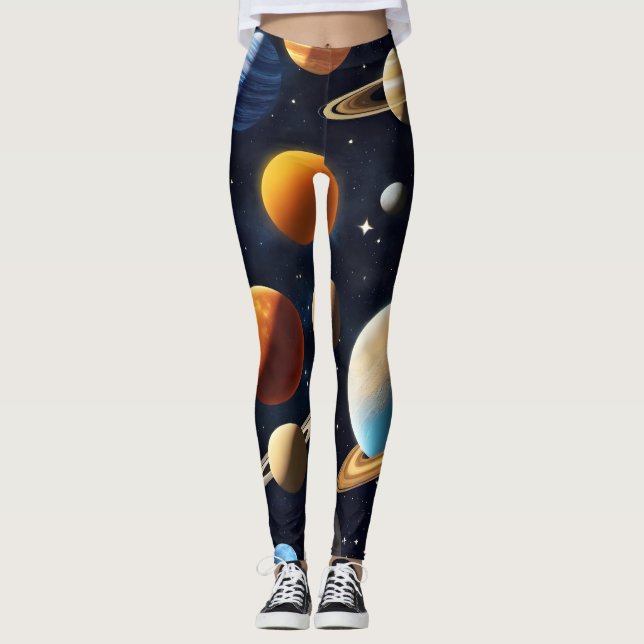 Outer Space Planets 2 Leggings (Front)