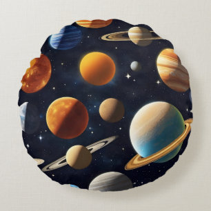 Outer Space Planets 2 Round Cushion