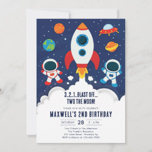 Outer Space Planets Astronaut Boy Birthday Invitation