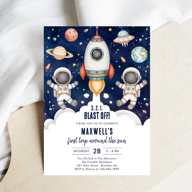 Outer Space Planets Astronaut Boy Birthday Invitation (Creator Uploaded)