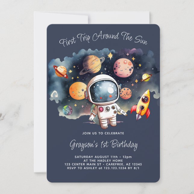 Outer Space Planets Birthday Invitation (Front)