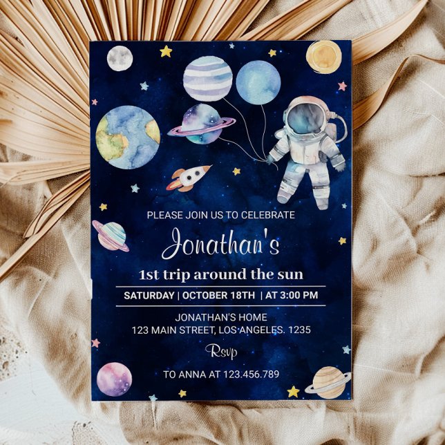 Outer Space Planets Boy 1st Birthday Invitation (Creator Uploaded)