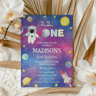 Outer Space Planets Boy 1st Birthday Invitation