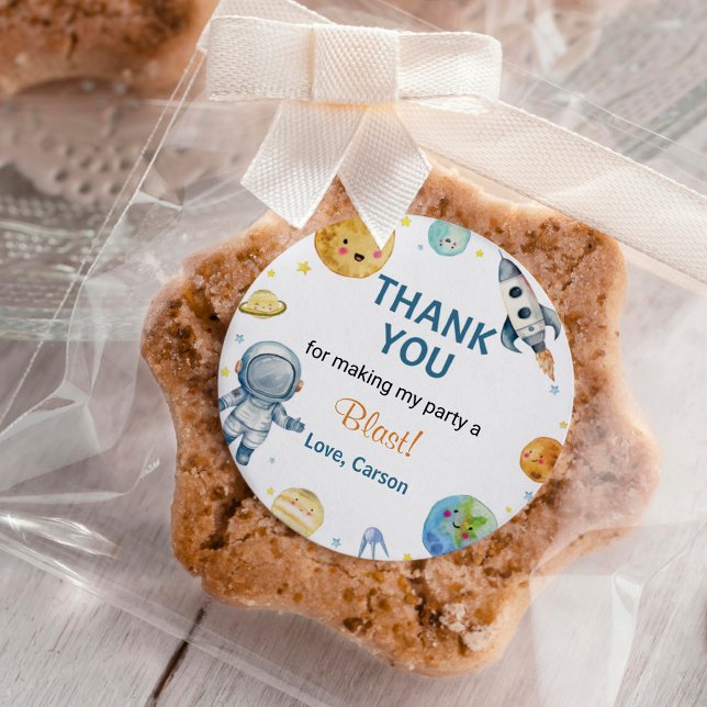 Outer Space Planets Boy Birthday Party Stickers (Creator Uploaded)