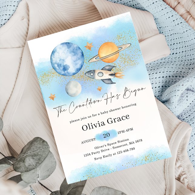 Outer Space Planets Boy First Baby Shower Party Invitation (Creator Uploaded)