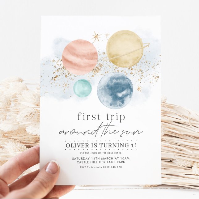 Outer Space Planets Boy First Birthday Invitation (Creator Uploaded)