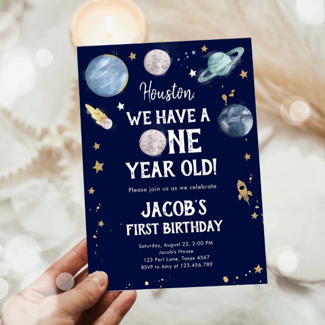 Outer Space Planets Boy First Birthday Invitation (Creator Uploaded)