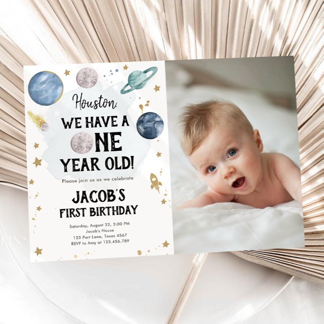 Outer Space Planets Boy First Birthday Invitation (Creator Uploaded)