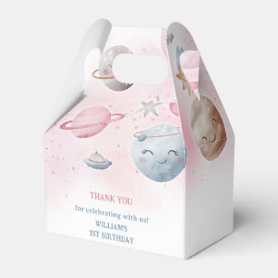 Outer Space Planets Boy Galaxy First Trip Birthday Favour Box