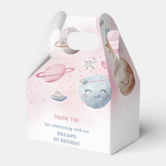 Outer Space Planets Boy Galaxy First Trip Birthday Favour Box