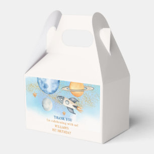 Outer Space Planets Boy Galaxy First Trip Birthday Favour Box