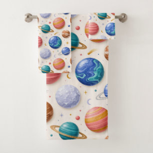 Outer Space Planets Boy's Towel Set