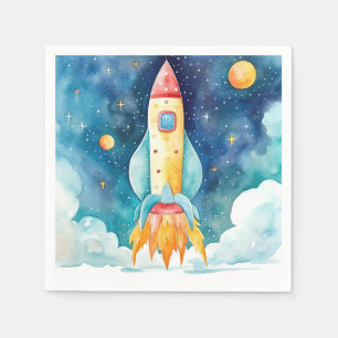 Outer Space Planets First Birthday Napkin