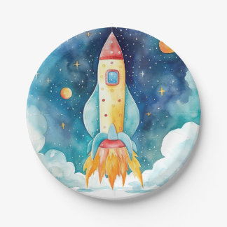 Outer Space Planets First Birthday Paper Plate