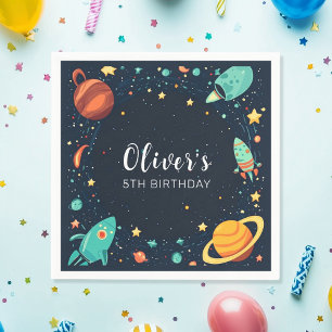 Outer Space Planets Galaxy Birthday Napkin