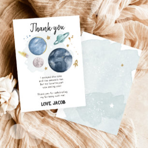 Outer Space Planets Galaxy Boy Thank You Card