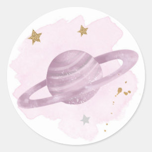 Outer Space Planets Galaxy Favour Gift Cupcake Classic Round Sticker