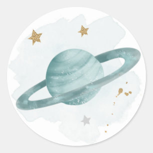 Outer Space Planets Galaxy Favour Gift Cupcake Classic Round Sticker