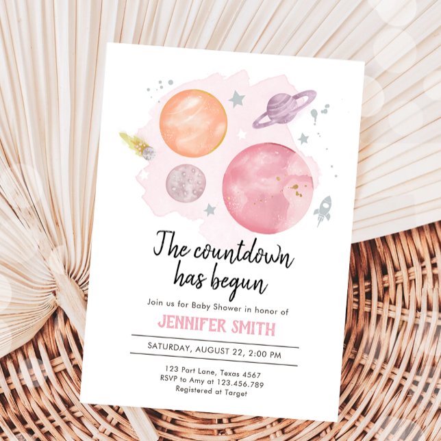 Outer Space Planets Galaxy Girl Baby Shower Invitation (Creator Uploaded)
