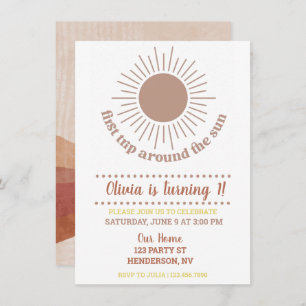 Outer Space Planets Girl First Birthday Invitation