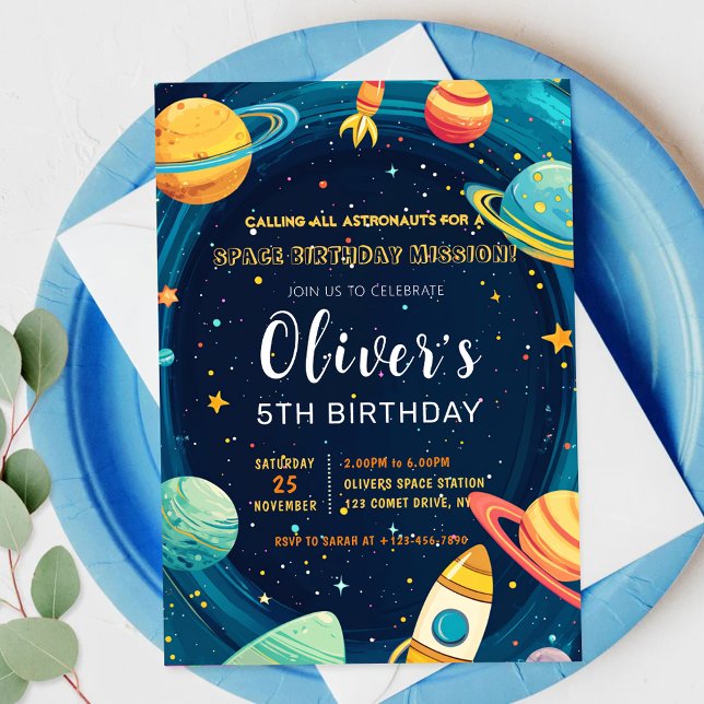 Outer Space Planets Kids Birthday Party Invitation (Creator Uploaded)