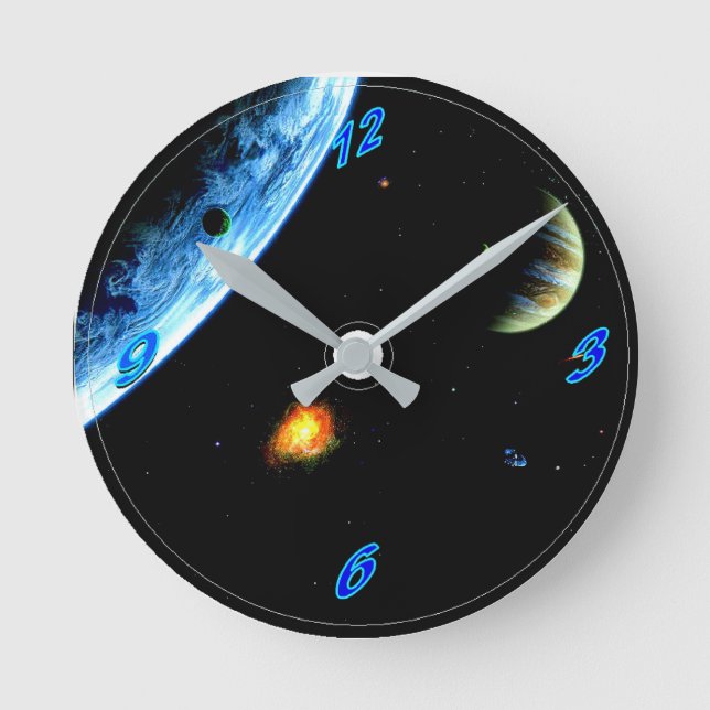 OUTER SPACE PLANETS ROUND CLOCK (Front)
