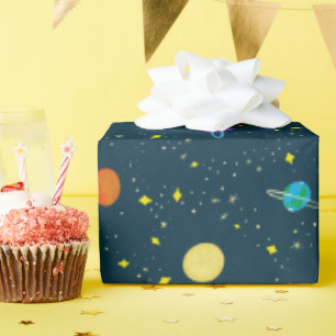 Outer Space Planets & Stars in Unknown Galaxy Wrapping Paper