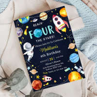 Outer Space Reach FOUR the Stars 4th Birthday Moon