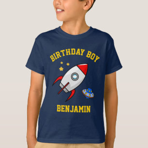 Outer Space Rocket Birthday Party Boys T-Shirt