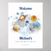 Outer Space Rocket First Birthday  Foam Board