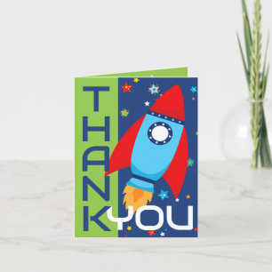Outer Space Rocket Folding Thank You Cards