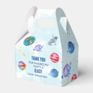 Outer Space Rocket Planets blue boy Birthday Favour Box