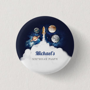 Outer Space Rocket Planets Galaxy 3 Cm Round Badge