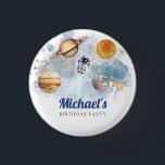 Outer Space Rocket Planets Galaxy Button<br><div class="desc">Outer Space Rocket Planets Galaxy - Whimsical watercolors and modern typography complement the design. Personalise with your details easily and quickly,  press the customise it button to further re-arrange,  and format the style and placement of the text.
Matching items in our shop.</div>