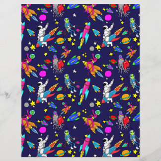 outer space rocket roundup scrapbook paper