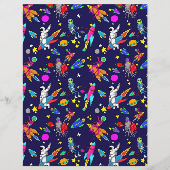 outer space rocket roundup scrapbook paper (Front)