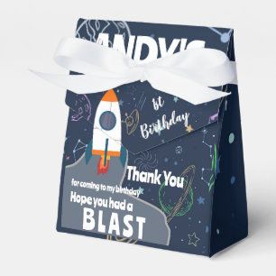 Outer Space Rocket Ship Birthday Party Thank You Favour Box