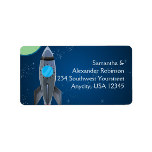 Outer Space Rocket Ship Label