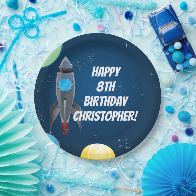 Outer Space Rocket Ship Paper Plate (Party)