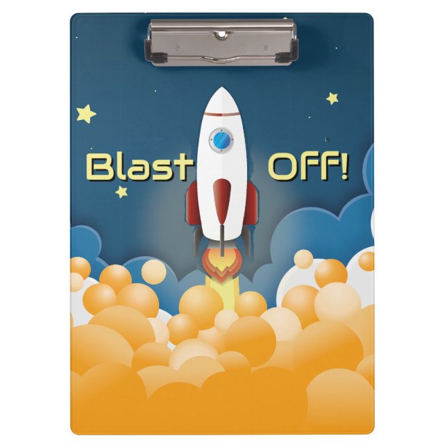 Outer Space Rocket Ship Personalised  Clipboard (Front)