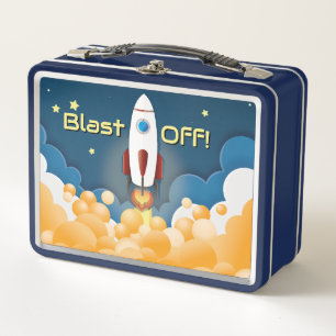 Outer Space Rocket Ship Personalised Metal Lunch Box