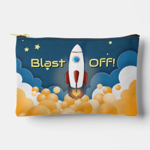 Outer Space Rocket Ship Personalised Name Accessory Pouch