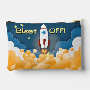 Outer Space Rocket Ship Personalised Name Accessory Pouch
