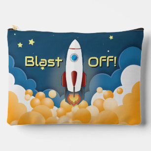 Outer Space Rocket Ship Personalised Name Accessory Pouch