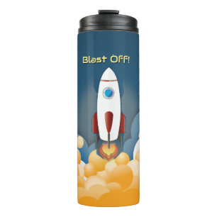 Outer Space Rocket Ship Personalised Name Thermal Tumbler