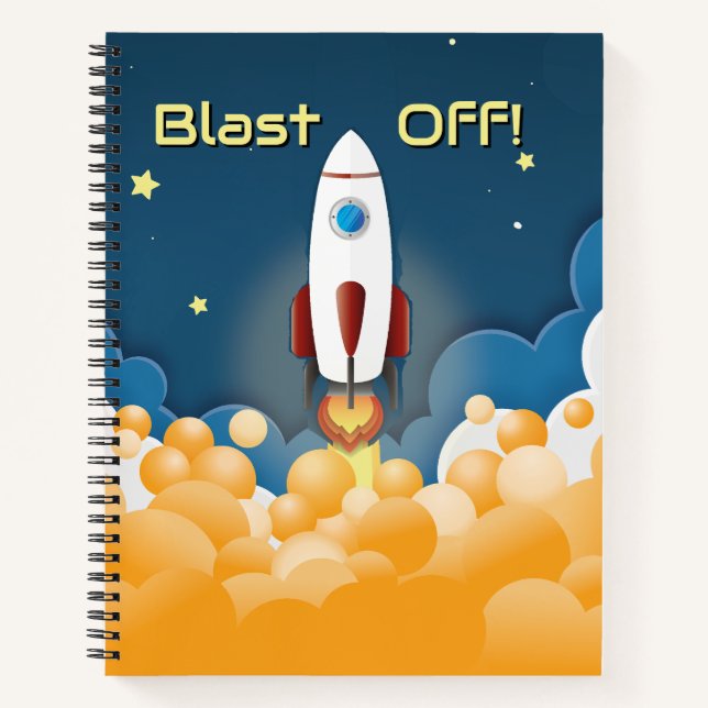 Outer Space Rocket Ship Personalised  Notebook (Front)